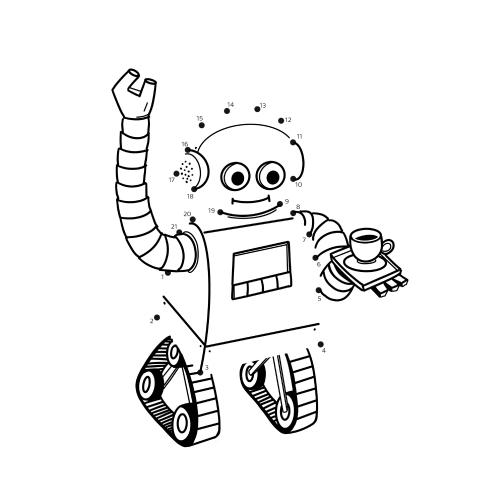 Puzzels “Verbind de punten” voor kinderen - Robot