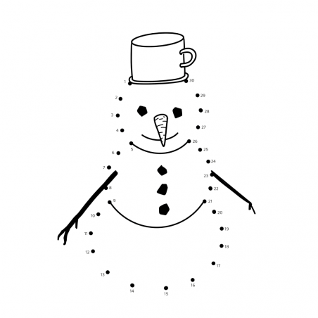 Puzzels “Verbind de punten” voor kinderen - Sneeuwman