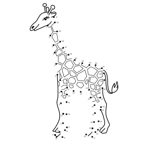 Puzzels “Verbind de punten” voor kinderen - Giraffe